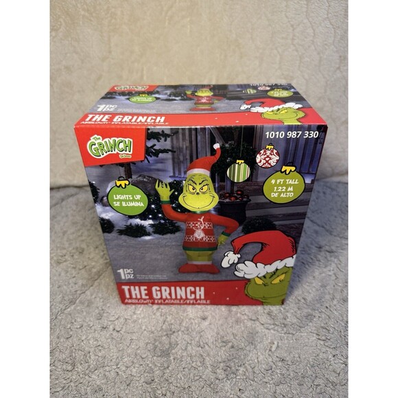 Gemmy Grinch In Christmas Sweater 4 ft. LED Airblown Inflatable New In Box‎ - Picture 12 of 16